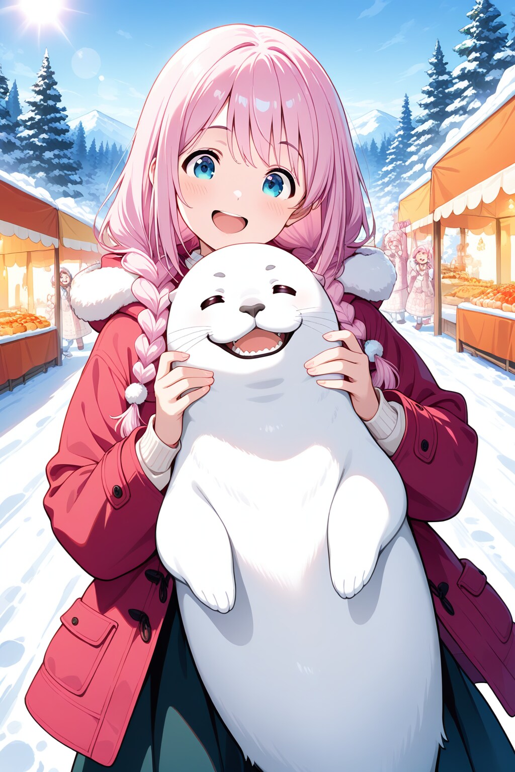 ピンク髪ちゃんとアザラシ