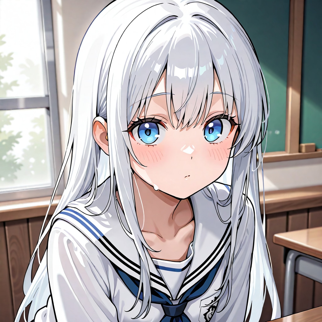 青い目の白髪の女の子