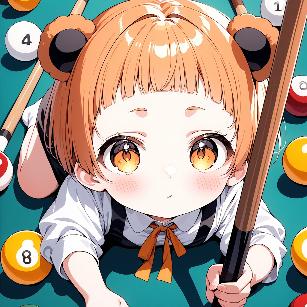 ビリヤードをするくまみか