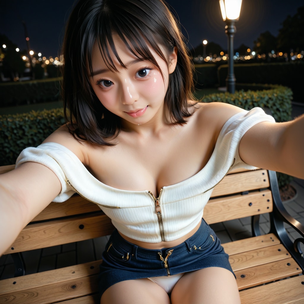 ⑨秘めたる願望-夜の公園でパンチラ自撮り