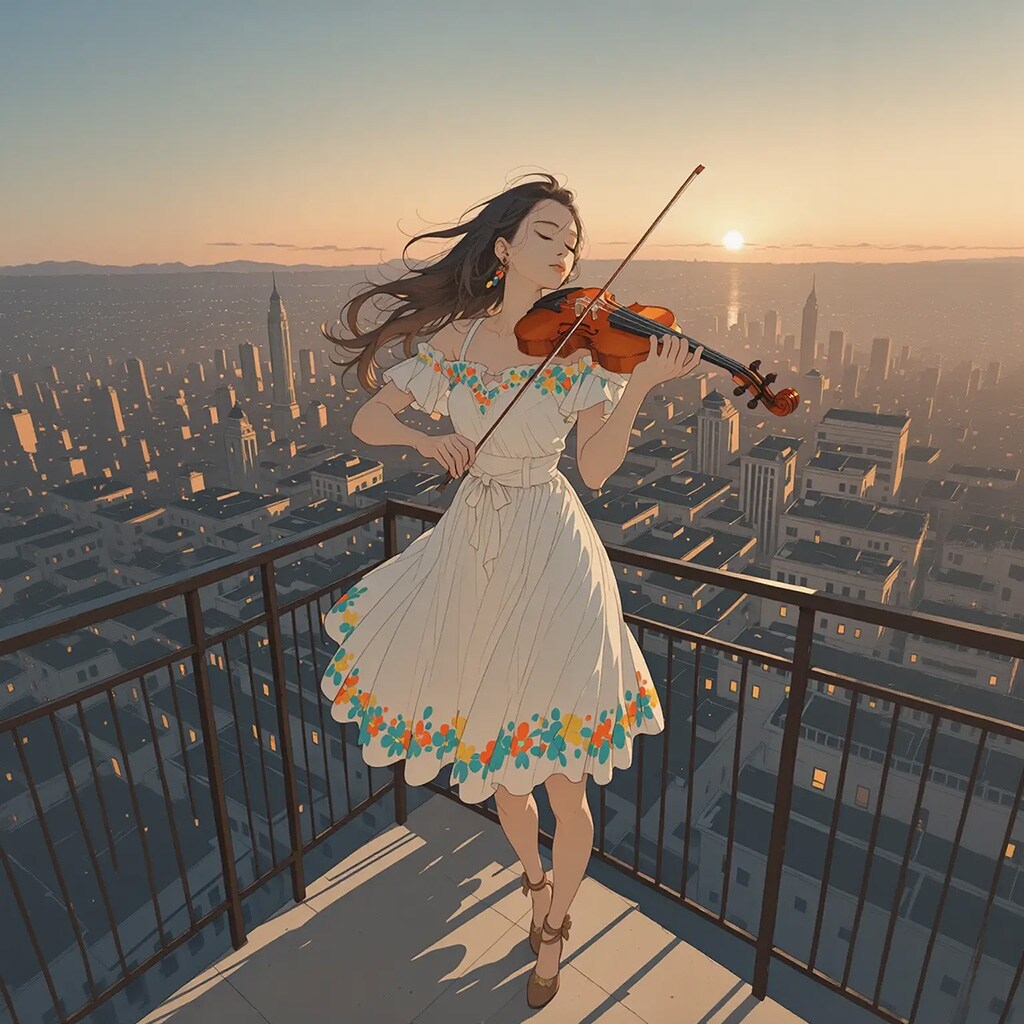 練習をするバイオリニスト