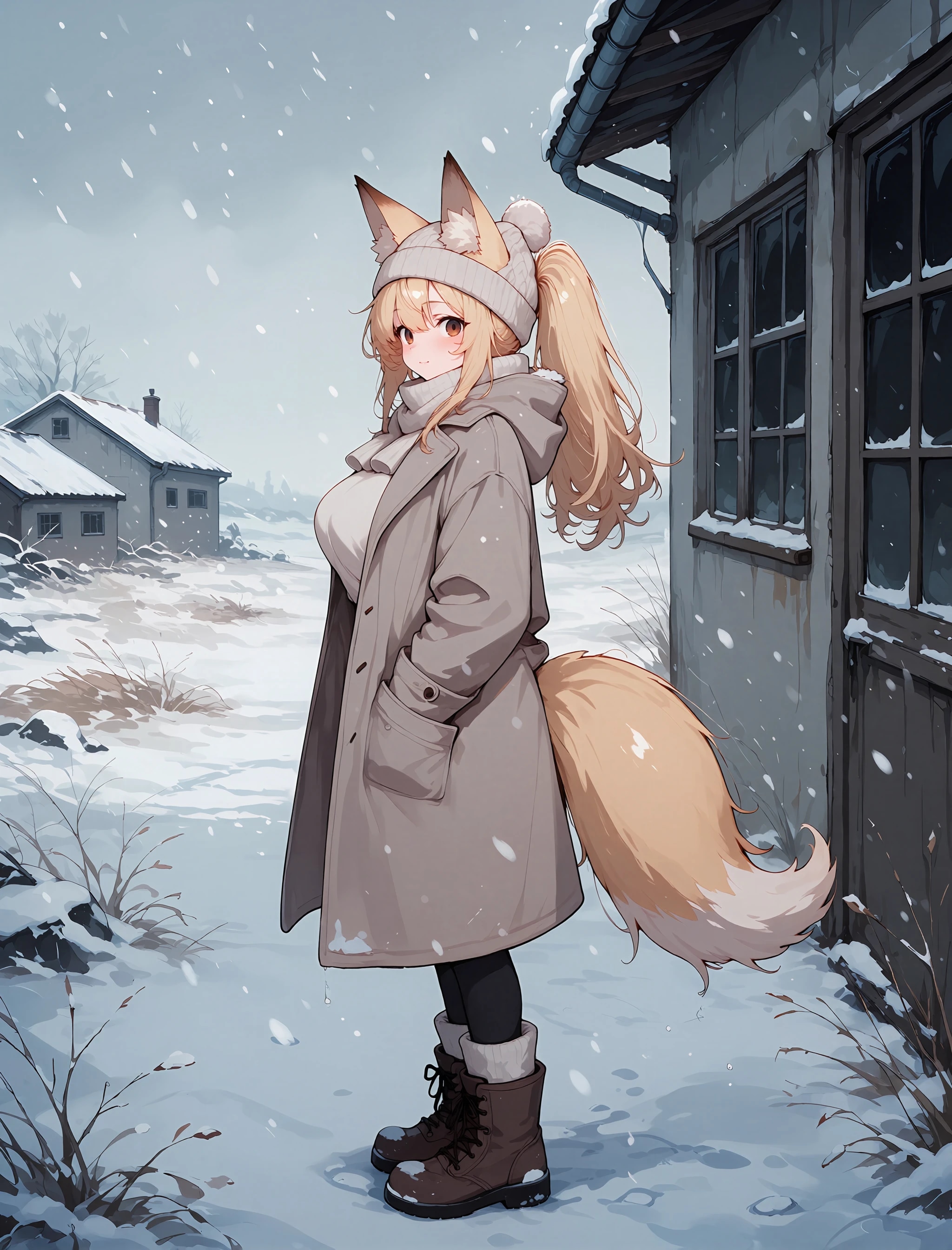 雪空の下の狐娘さん | の人気AIイラスト・グラビア