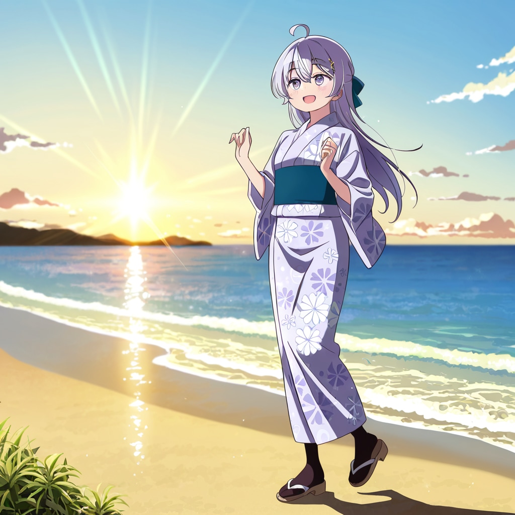 鶸村ひより、和服姿で優しく声を掛ける（習作）