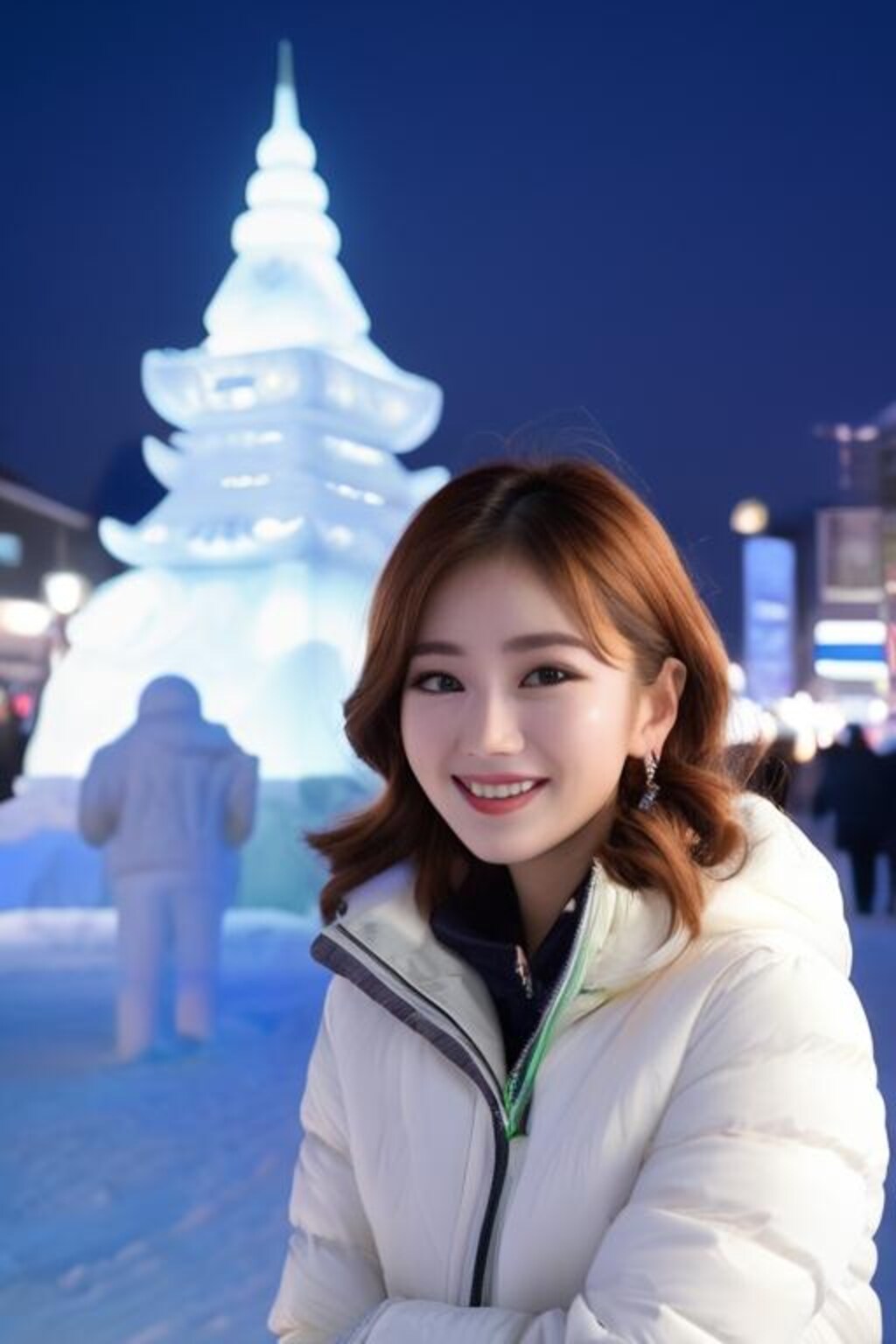 雪まつり始まったね　やっぱり夜が綺麗