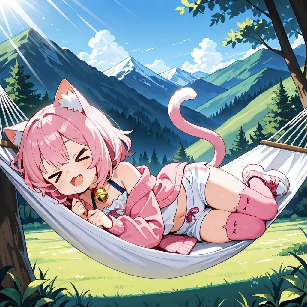 ハンモックで寝るねこちゃんｚｚｚ | の人気AIイラスト・グラビア