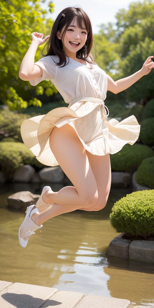 楽しげにジャンプしてくれる女の子