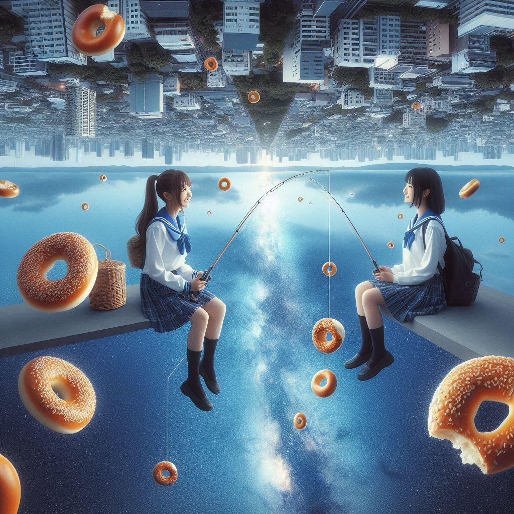 天の川でベーグル釣り