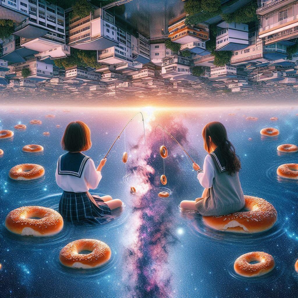 天の川でベーグル釣り