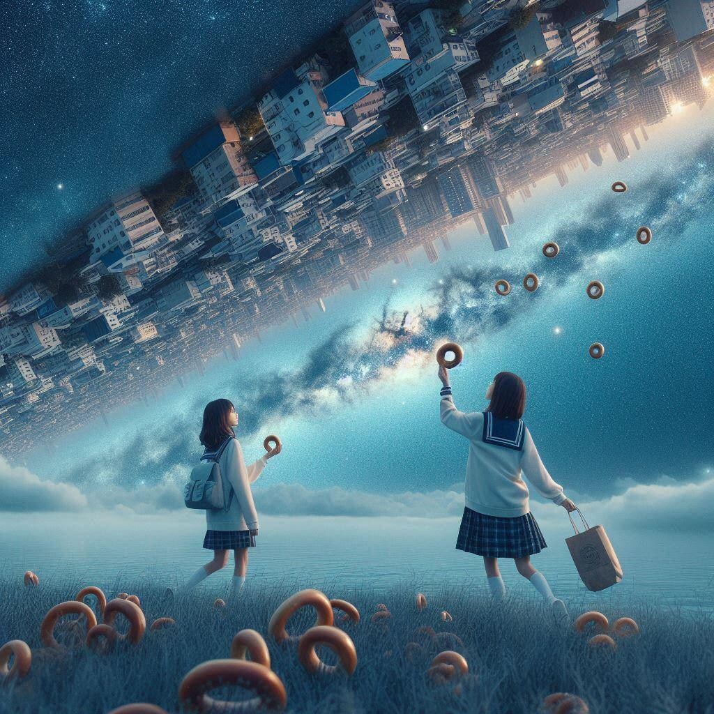 天の川でベーグル釣り