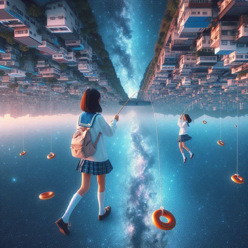 天の川でベーグル釣り