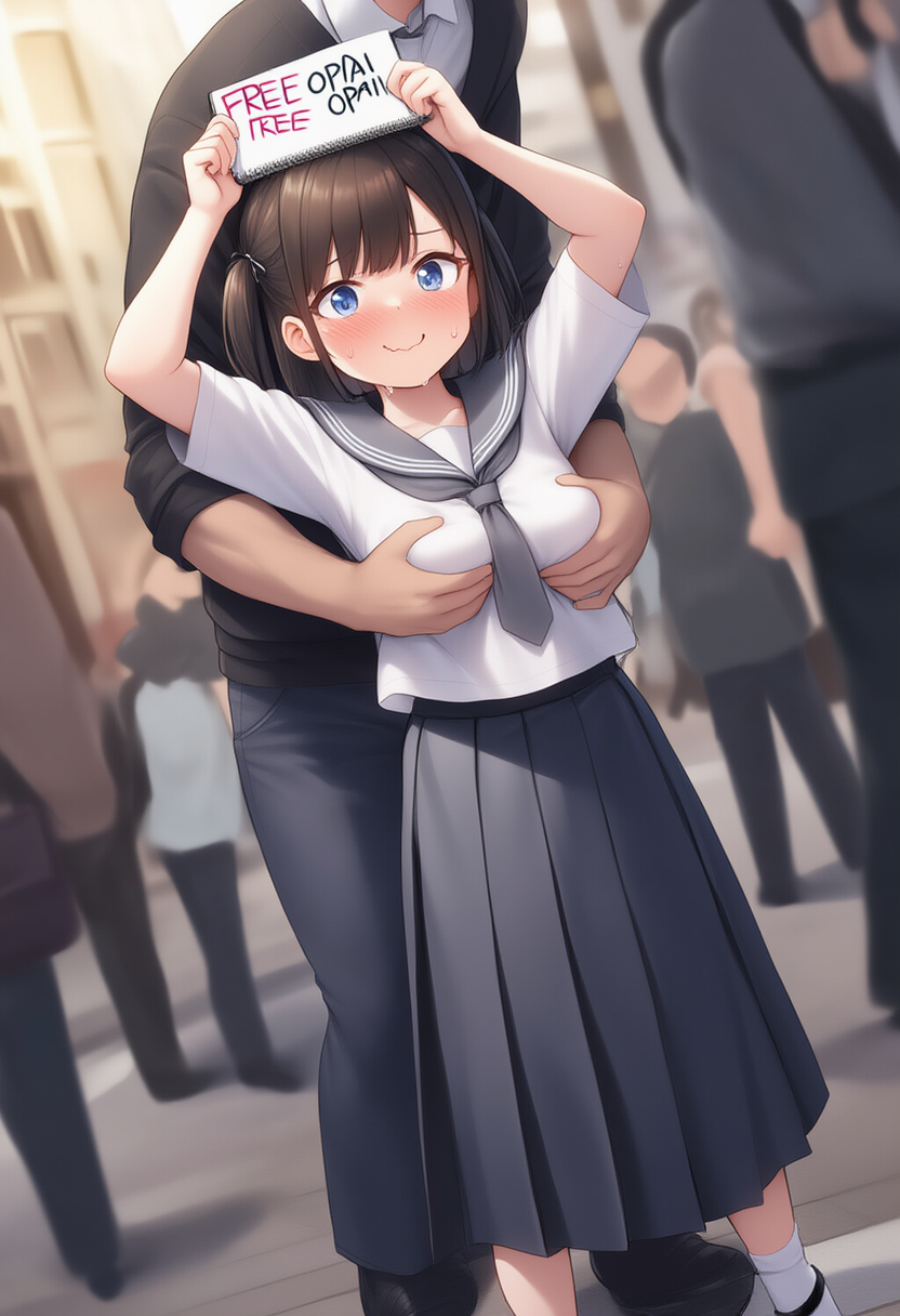 JCが街中で自由に揉ませて遊ぶ