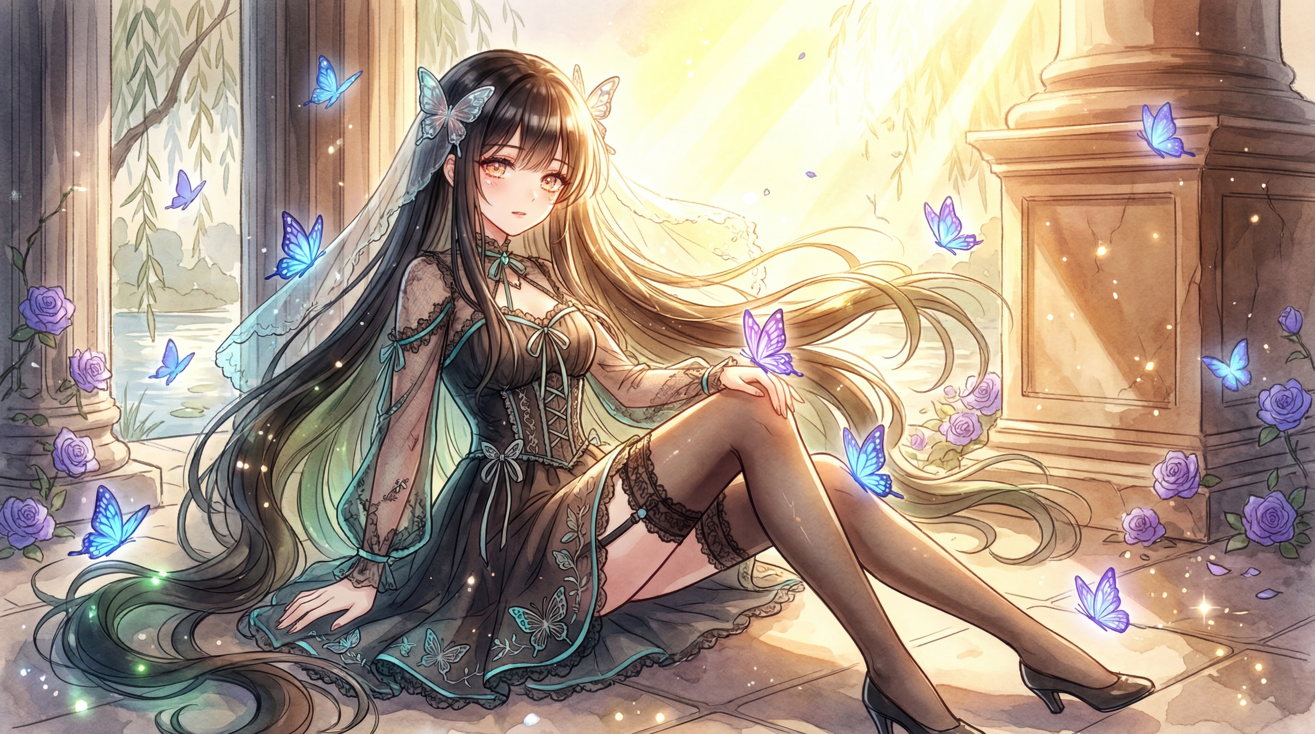 蒼蝶と永遠の祈り | の人気AIイラスト・グラビア