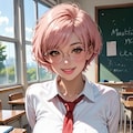 ピンク髪の巨乳女子高生 6枚目