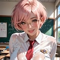 ピンク髪の巨乳女子高生 7枚目