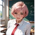 ピンク髪の巨乳女子高生 5枚目