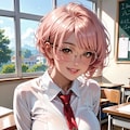 ピンク髪の巨乳女子高生 2枚目