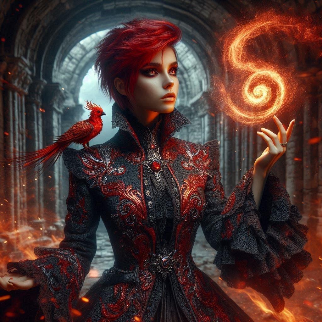 Dalleでフェニックスちゃんとフェニックス セミリアル