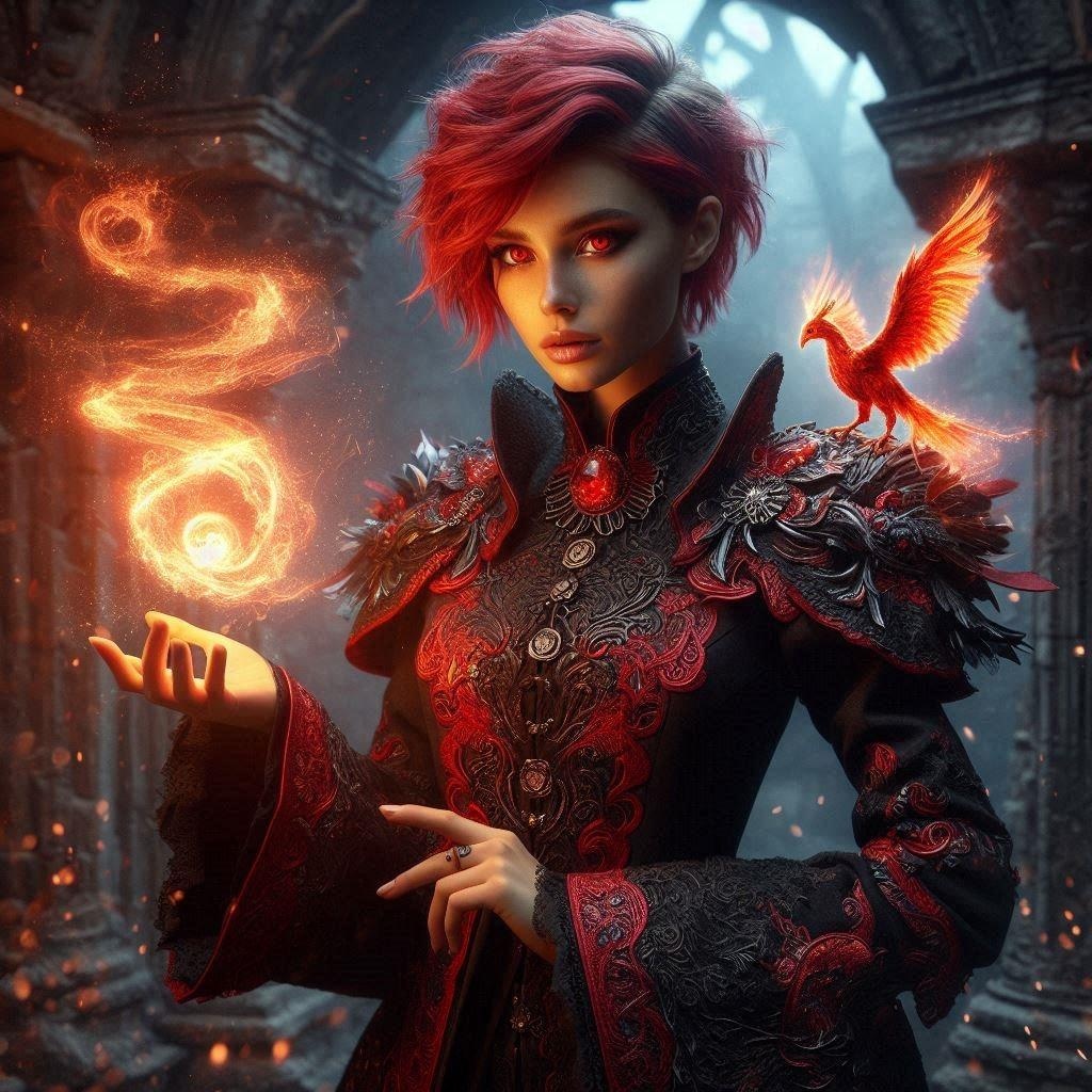 Dalleでフェニックスちゃんとフェニックス セミリアル