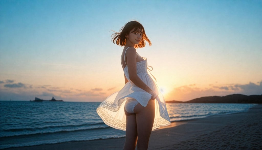 サマードレスと碧い夕暮れ