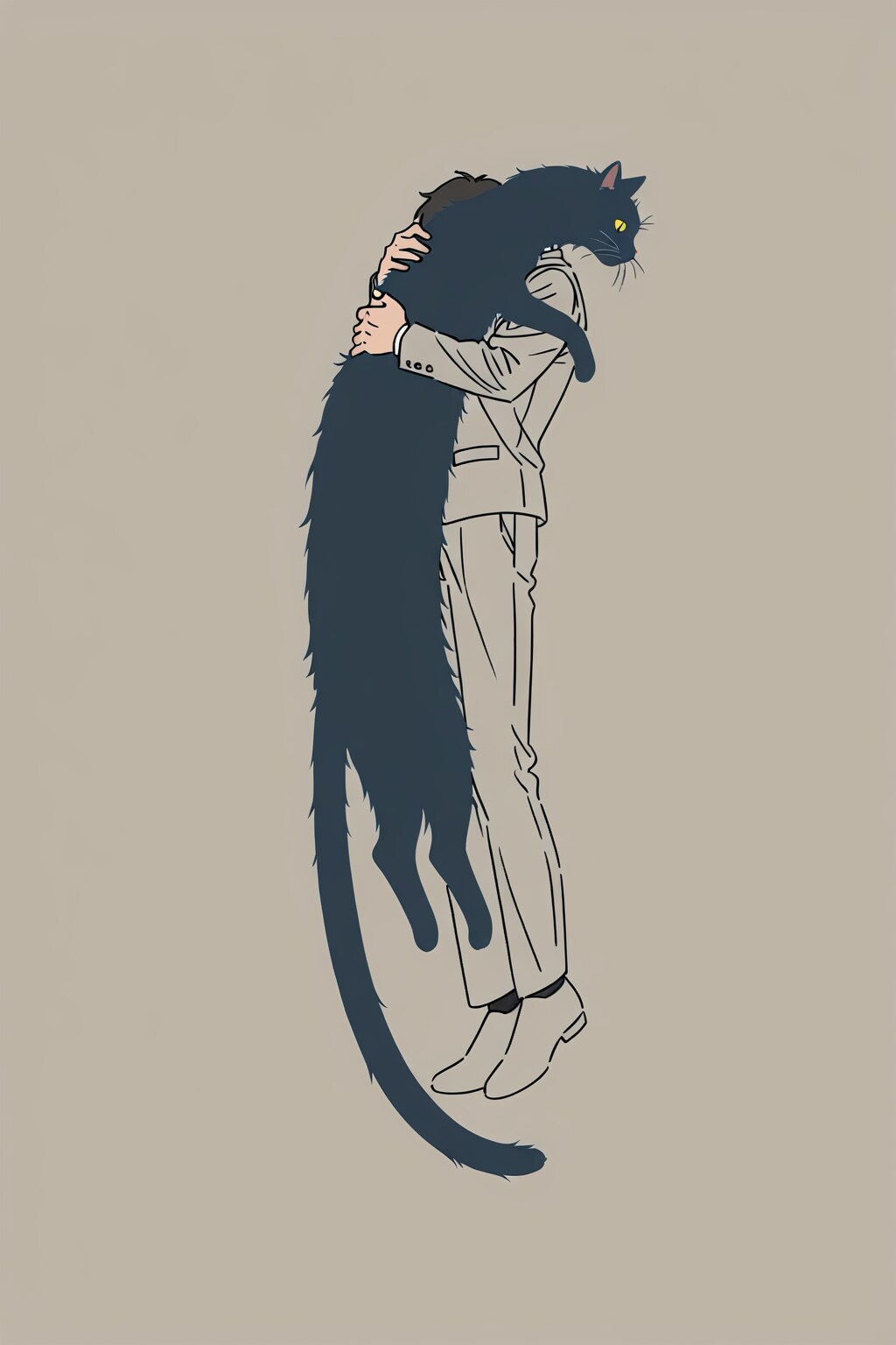 boy hugging very long cat | の人気AIイラスト・グラビア