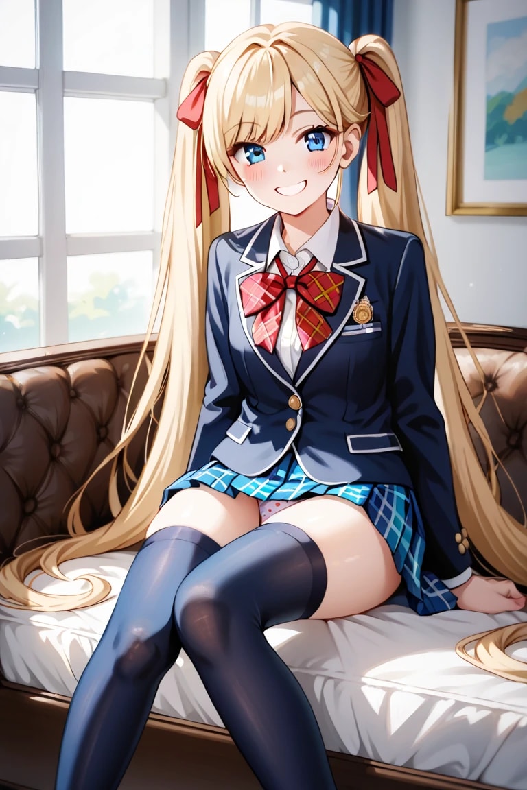 ソファで脚組んで白パンツチラリ♡