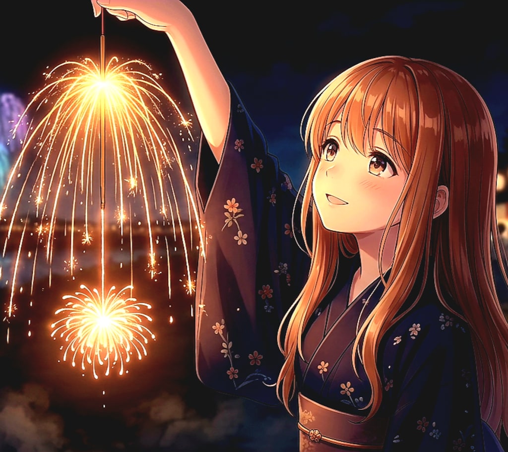 線香花火を　見上げて.....