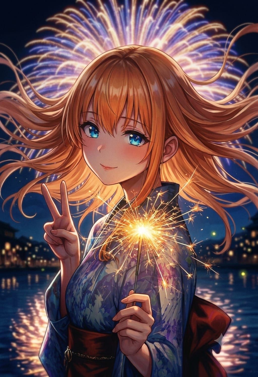 線香花火を　見上げて.....