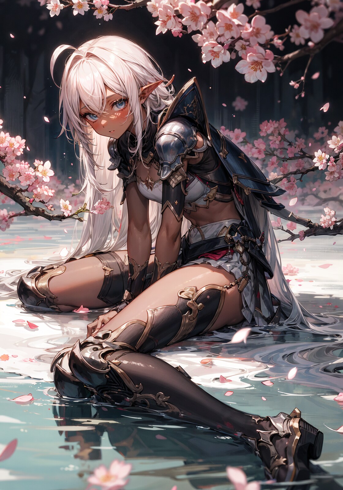 桜とダークエルフ