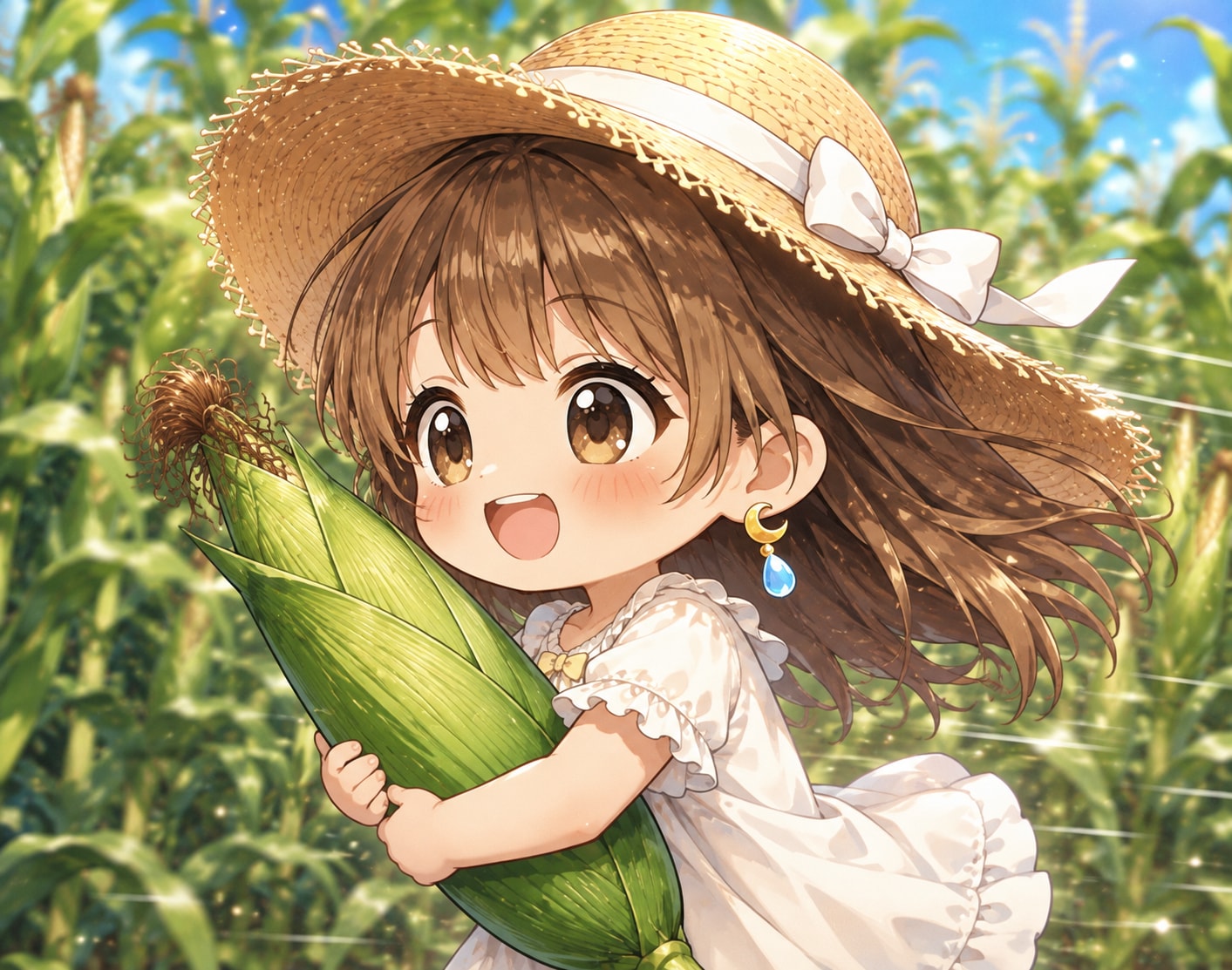とうもころし食べて元気になってもらうの〜