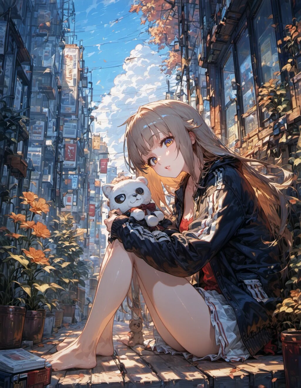 Urban Fox with a Plush Companion