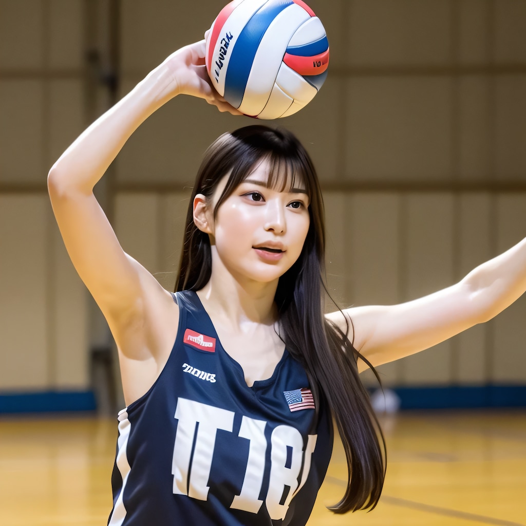 黒髪ロングでユニフォームの美女８３