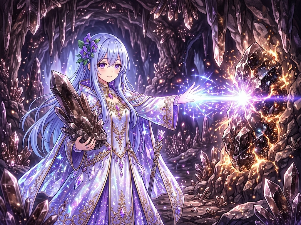 煙水晶？を拾う魔導師の女の子