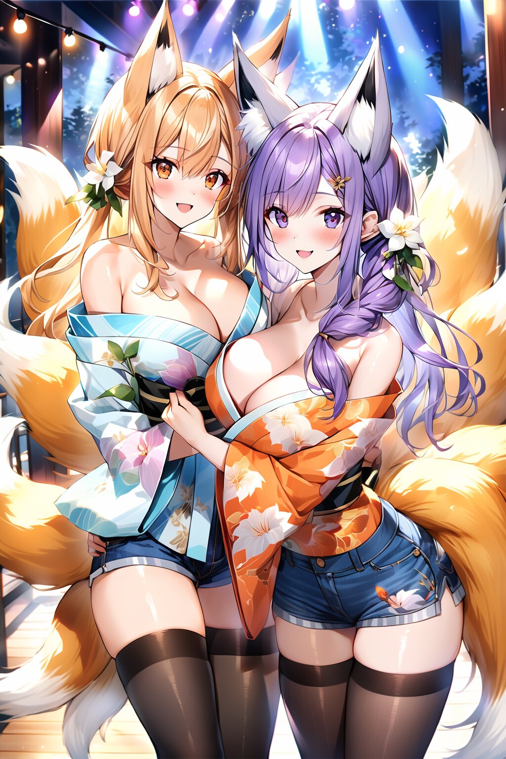 ツルヒメ&琥珀(ギャル着物) | の人気AIイラスト・グラビア