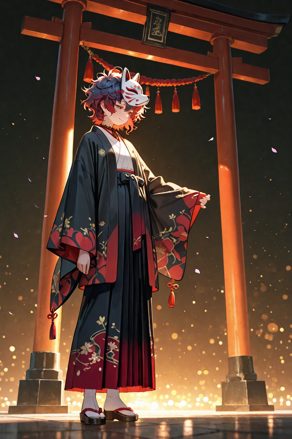 化粧をしてない心の顔に被った面は狐面（衣装といっしょ） | の人気AIイラスト・グラビア