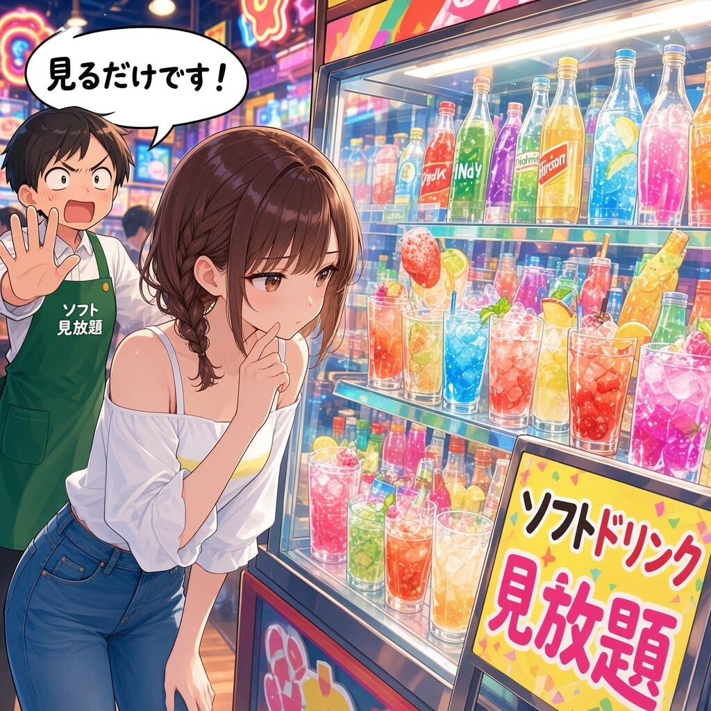 ソフトドリンク飲み放題→ソフトドリンクの見放題
