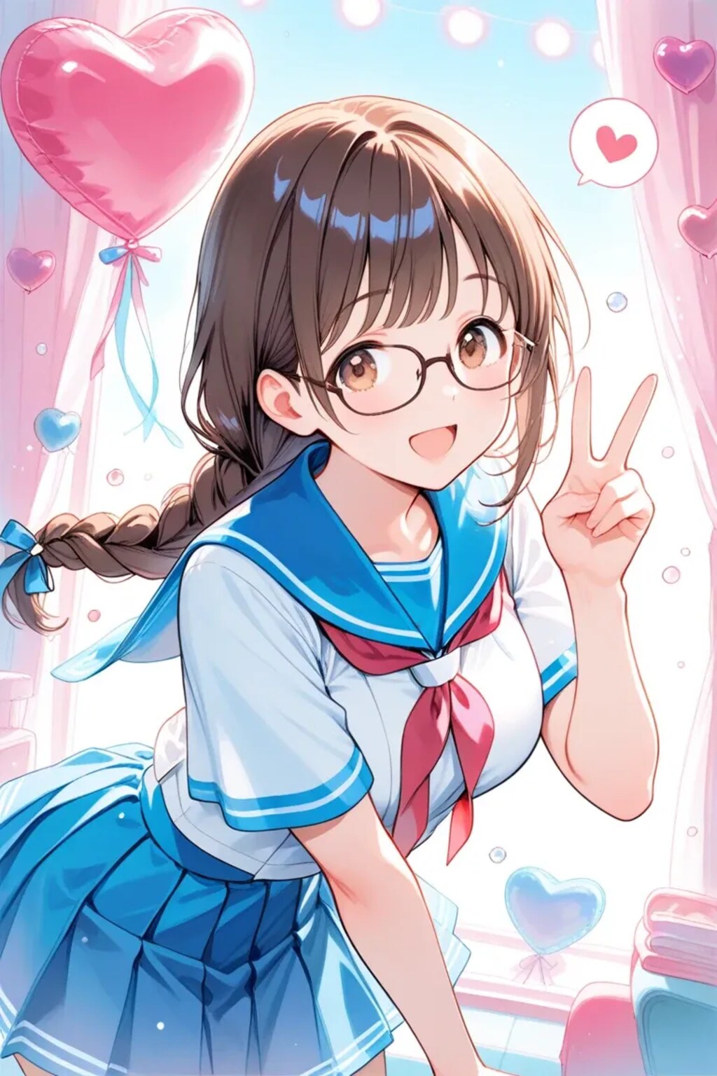 ハートバルーン❤️とピース✌️