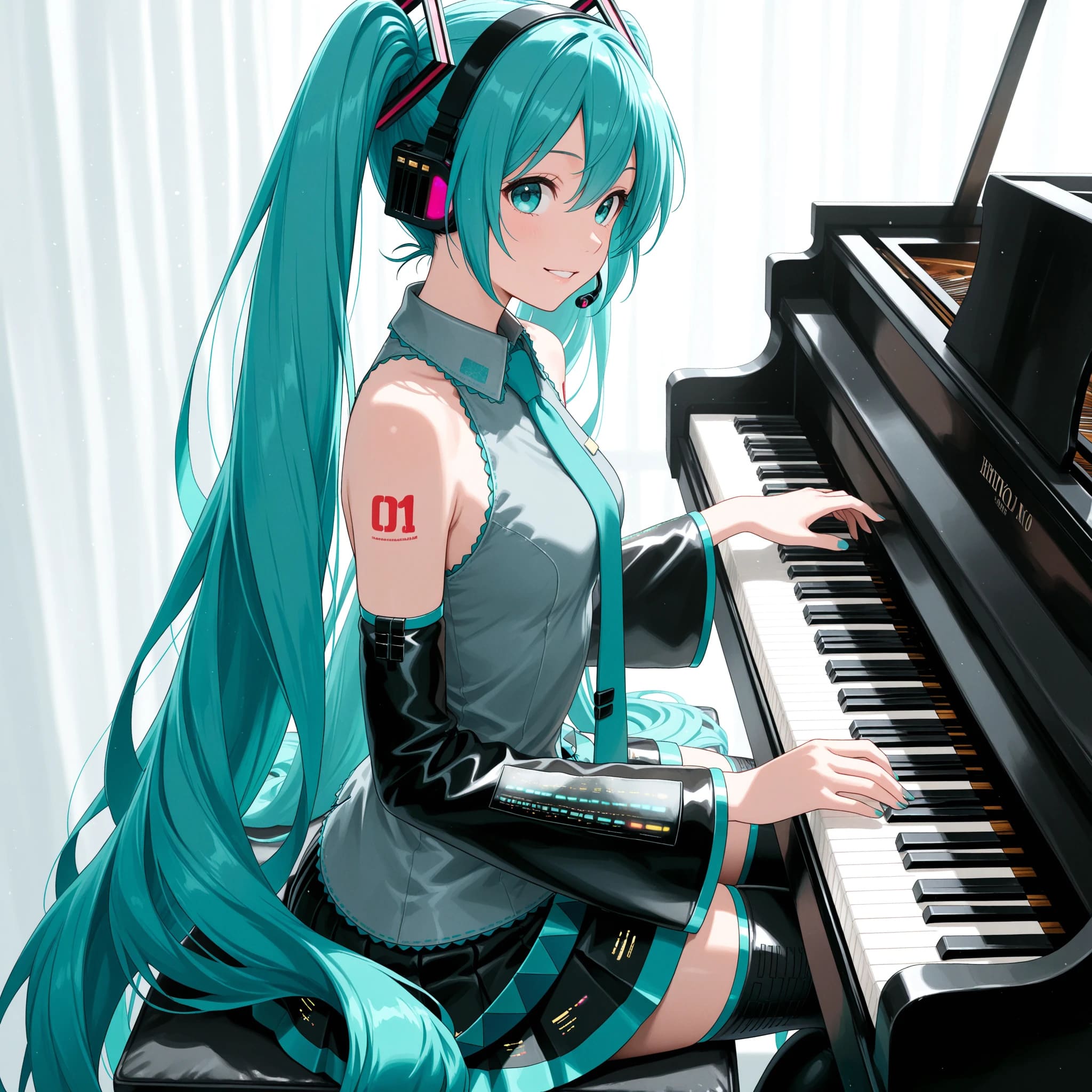 初音ミクとピアノ | の人気AIイラスト・グラビア