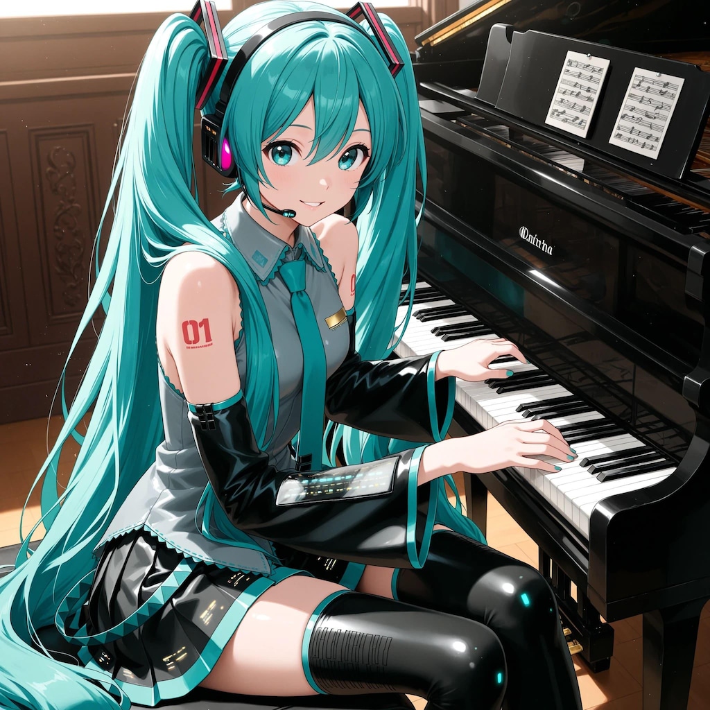 初音ミクとピアノ