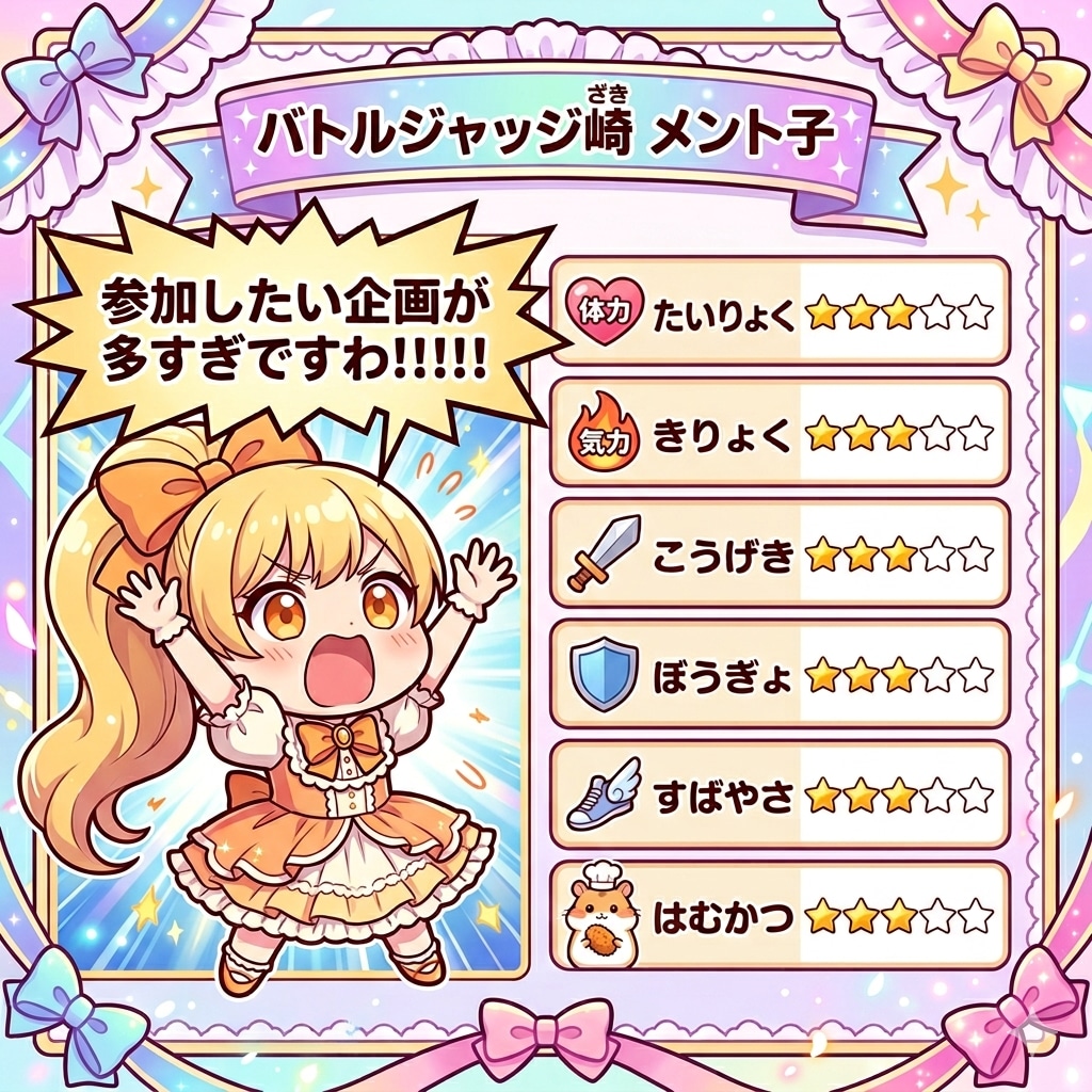 メント子ステータスですわ