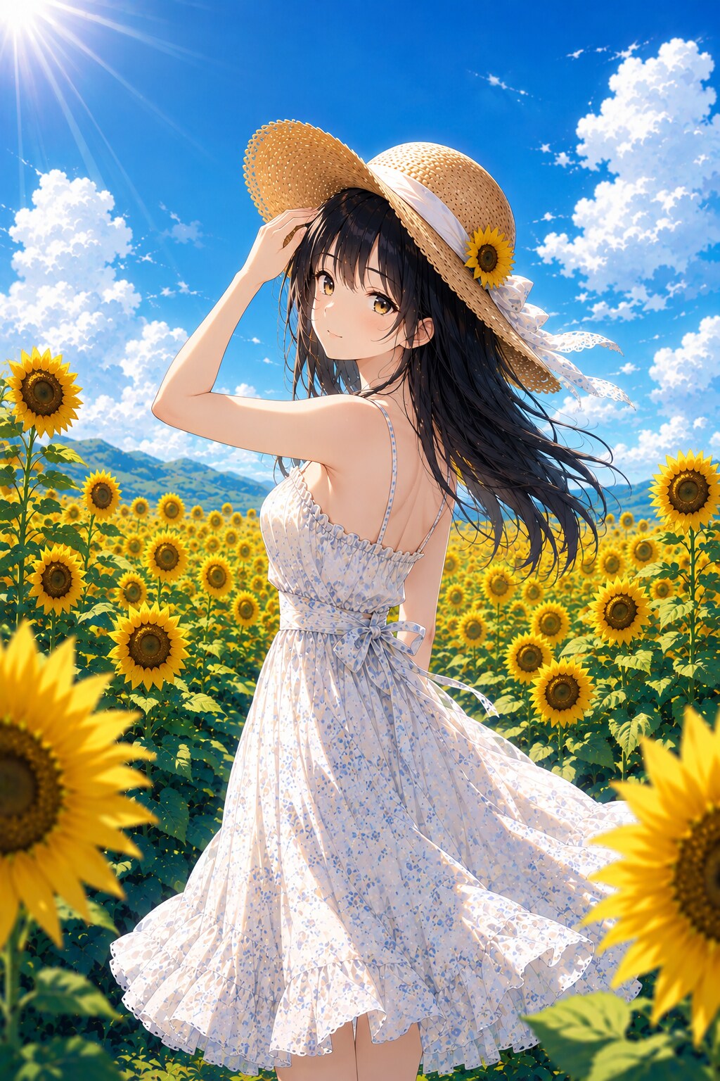 ひまわり畑のお嬢さん