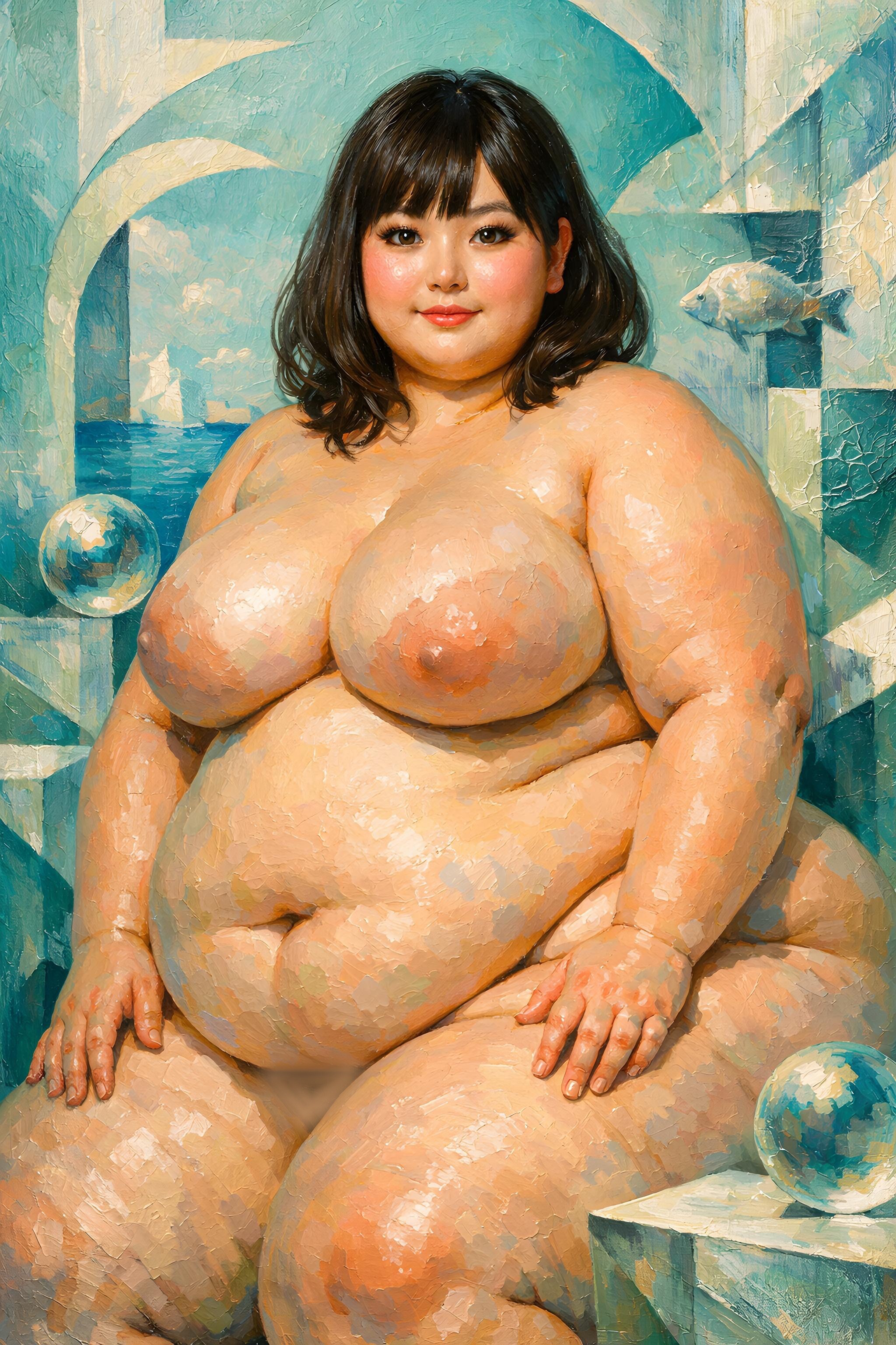 アクリル抽象画-ミケぽちゃ女子編-