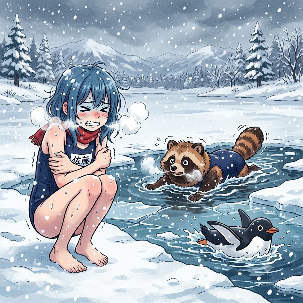 寒中水泳の青髪ちゃん | の人気AIイラスト・グラビア
