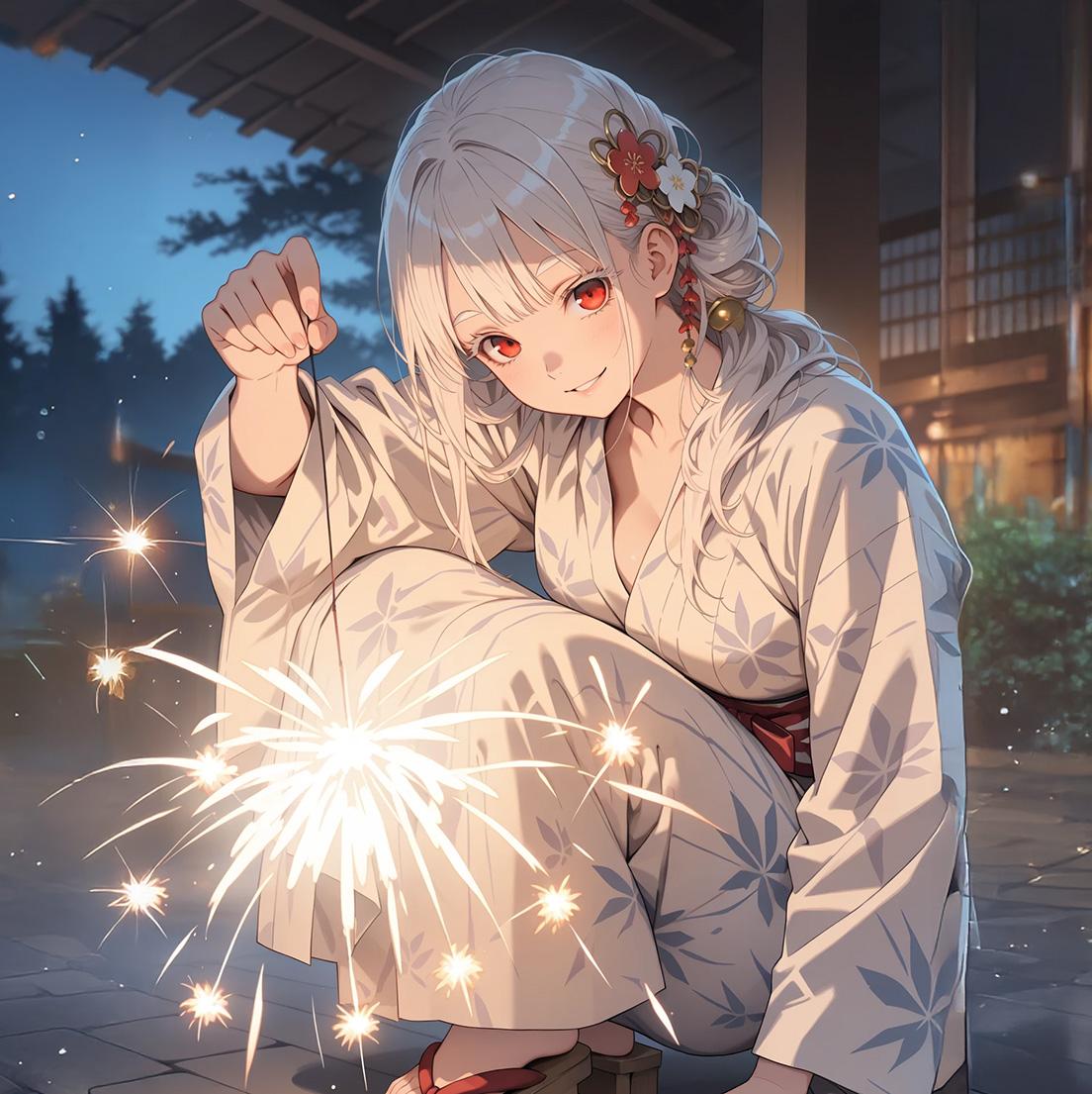 「綺麗ですね。線香花火」 | の人気AIイラスト・グラビア