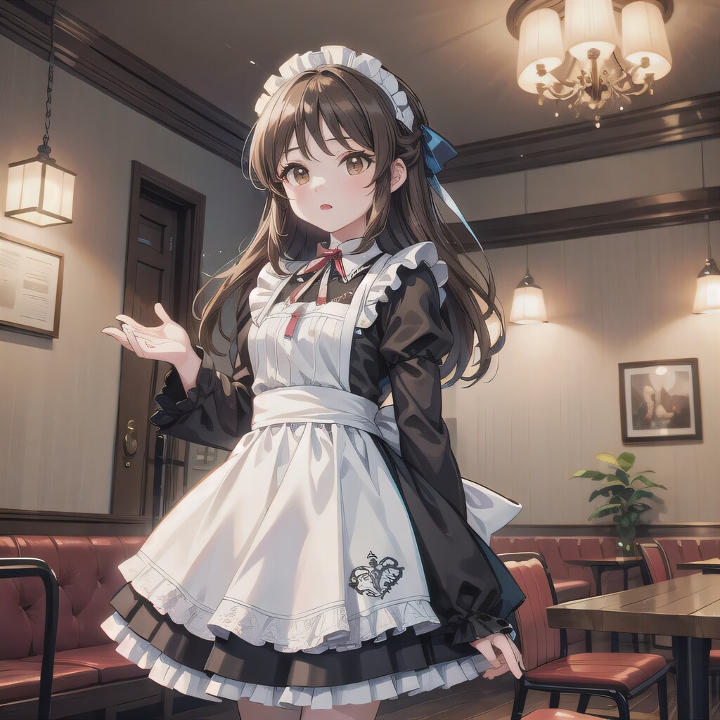 黒髪ロングで琥珀色の瞳のメイド