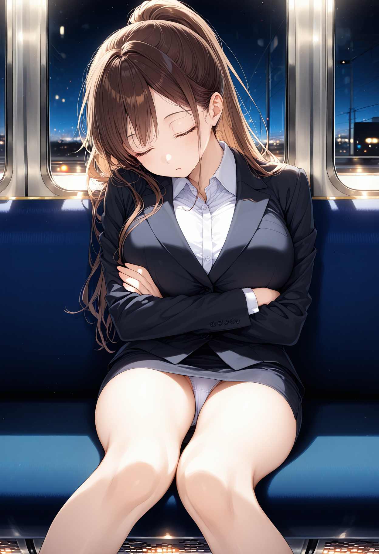 ポニテOL パンチラ