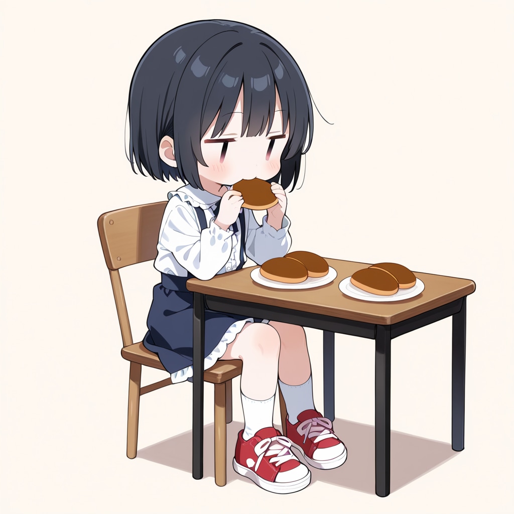 どら焼きを食べる