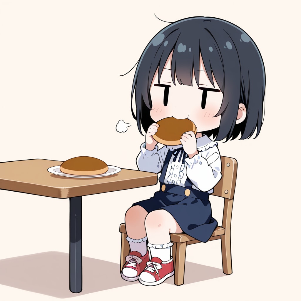 どら焼きを食べる