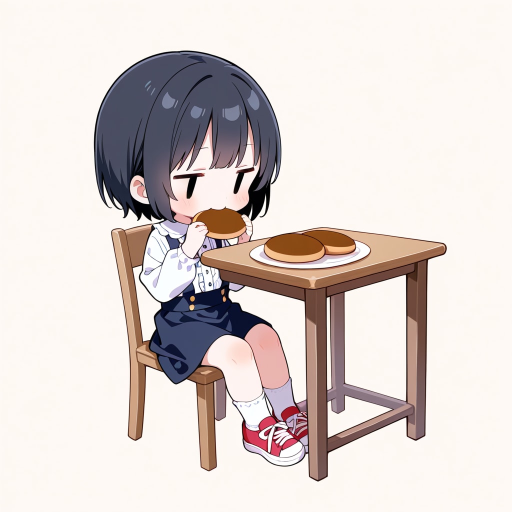 どら焼きを食べる