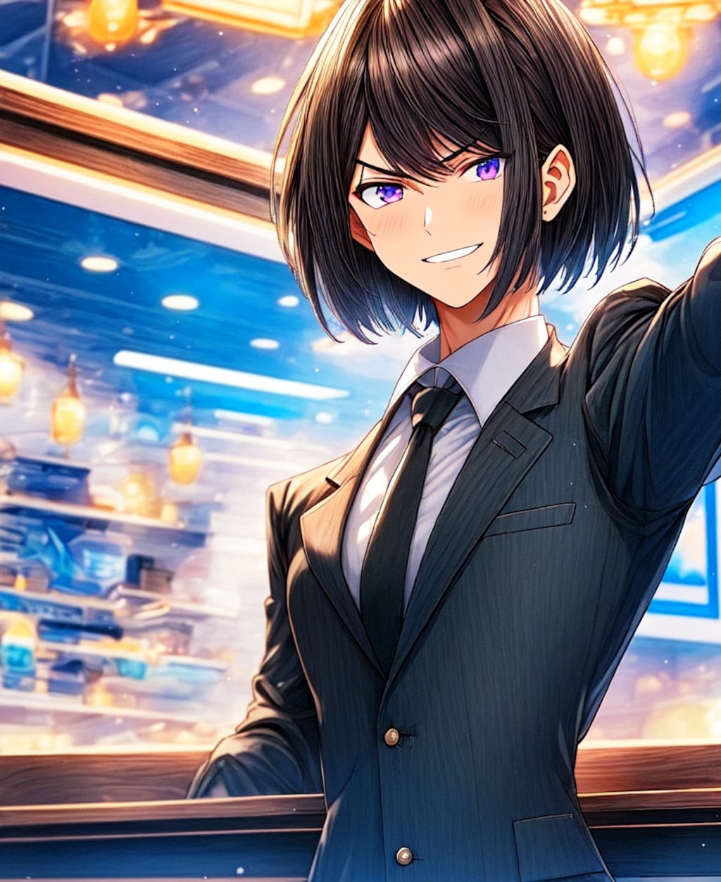 ネクタイな、黒髪おかっぱ男性★(5枚)