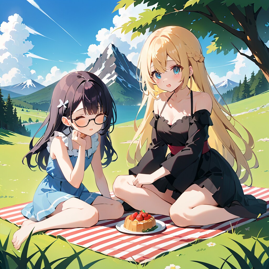 湖畔でピクニック